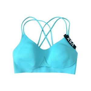 VSX Victoria's Secret Strappy Back Sports Bra Aqua Blue M-DD NEW Activewear